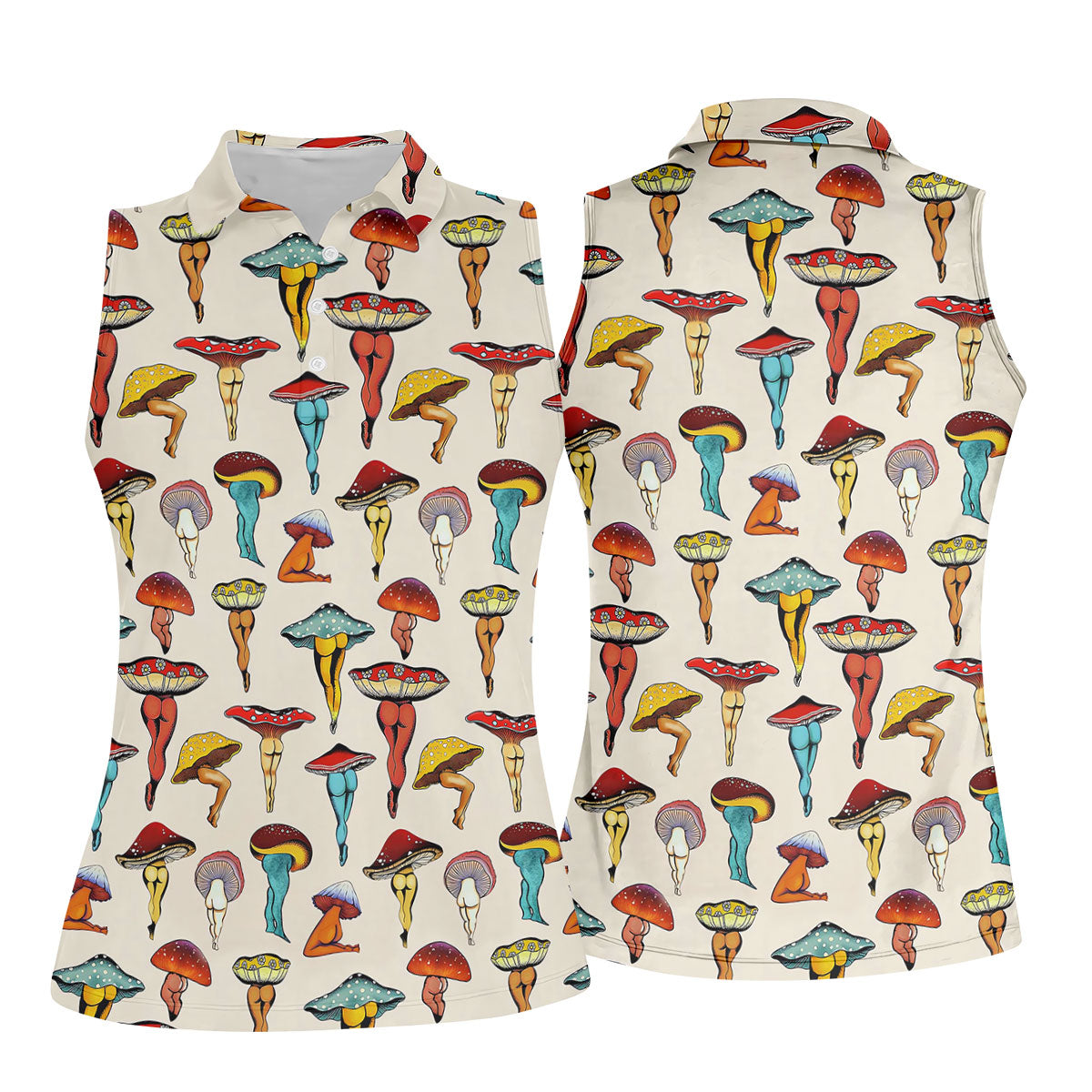 Funny Mushroom Legs Pattern Golf Polo Shirt, Golf Shirts For Women, Women’s Golf Polo