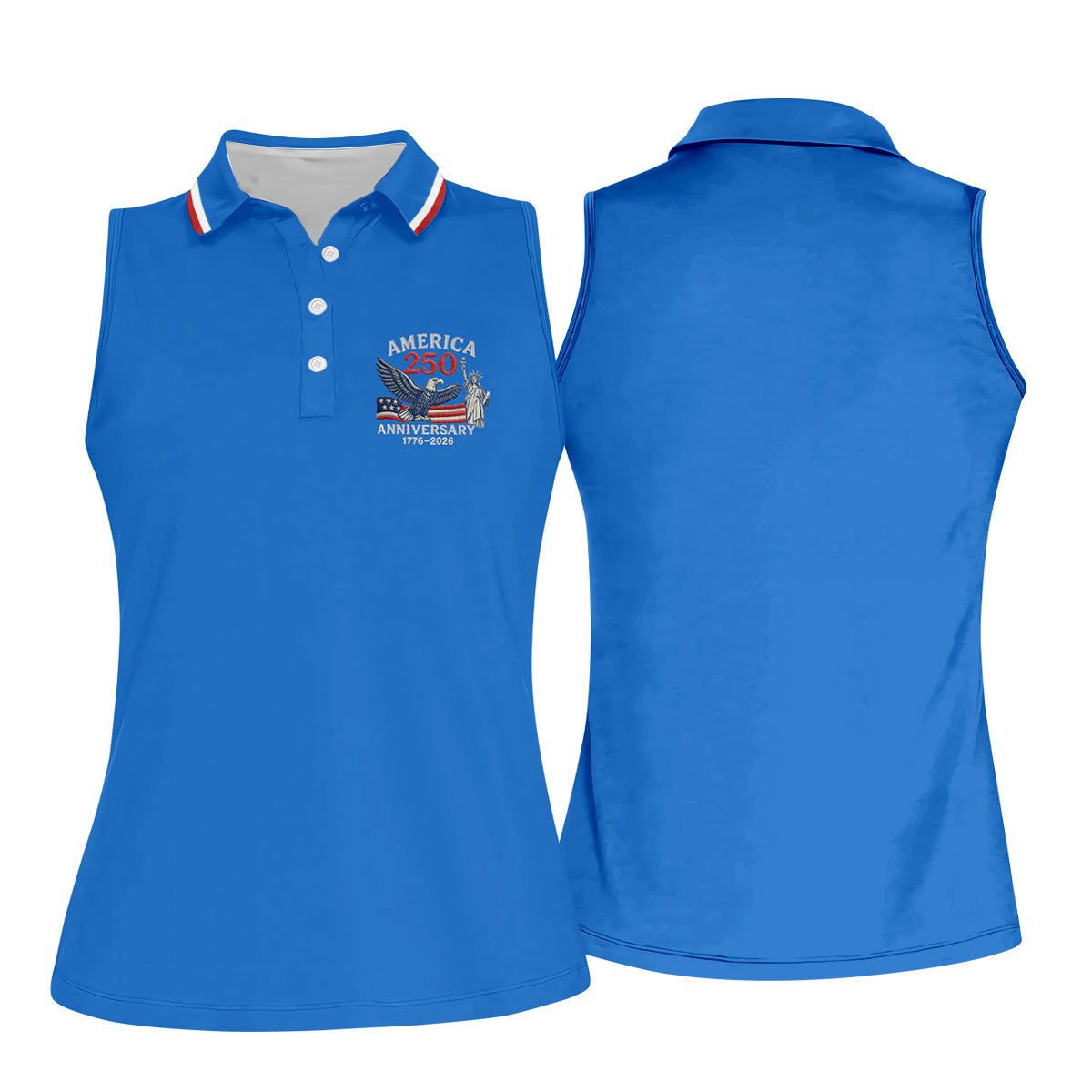 Faith Cross Bald Eagle America 250 Anniversary Blue Patriotic Golf Shirt, Golf Shirt For Women