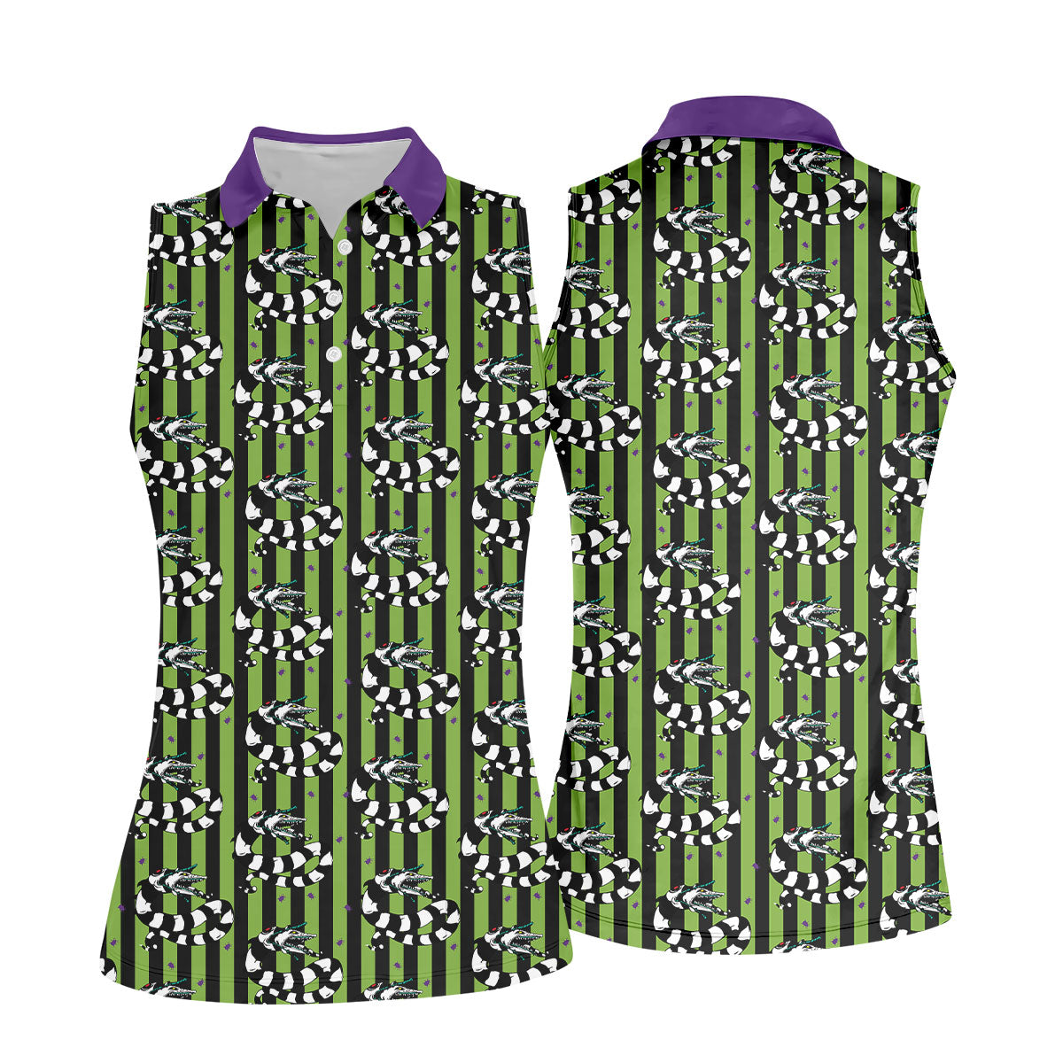 Beetle Stripe Snake Halloween Golf Polo Shirt for Women, Women's Golf Apparel, Ladies Golf Tops