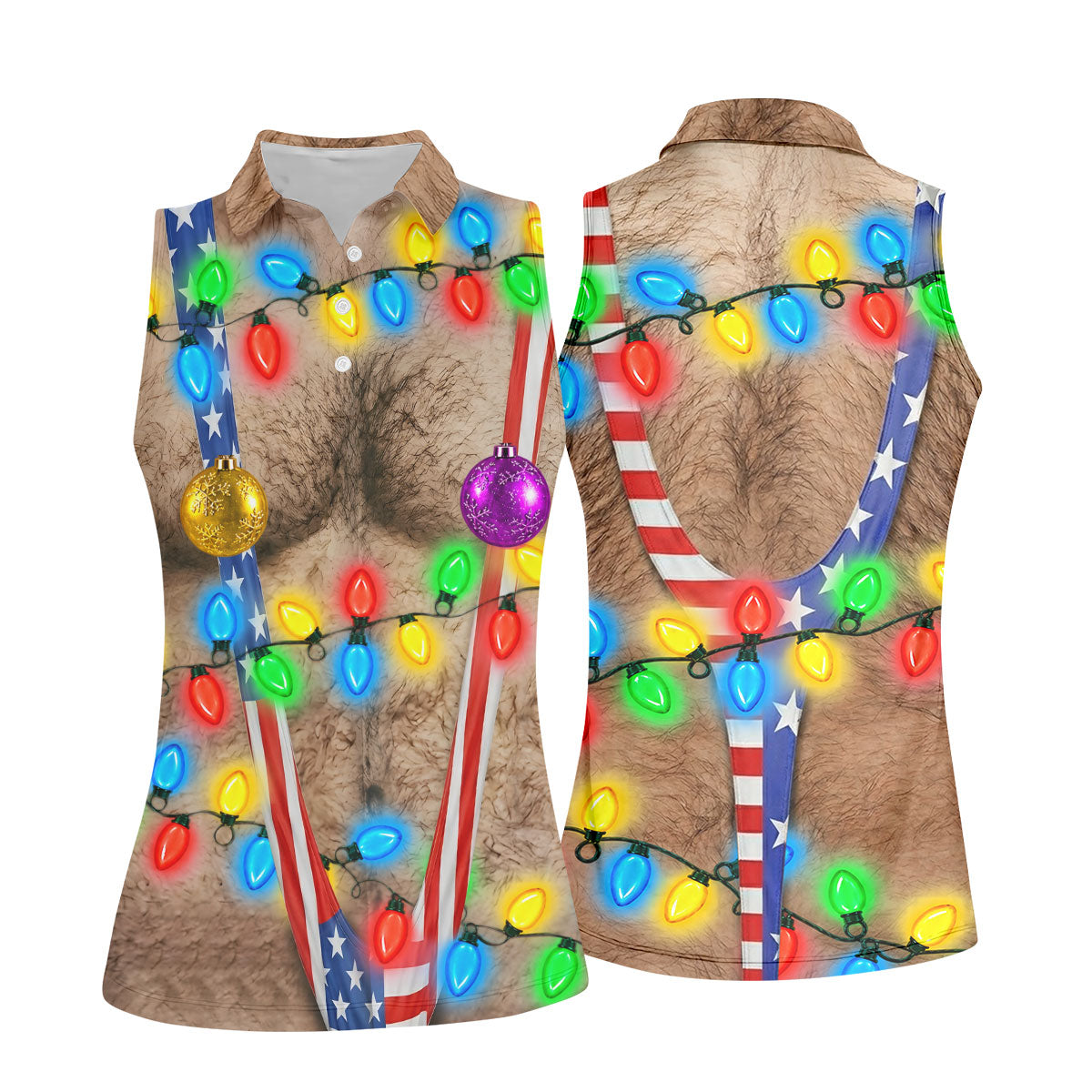 Christmas Lights Suspenders Polo Shirt, Women’s Golf Polo, Golf Shirts For Women