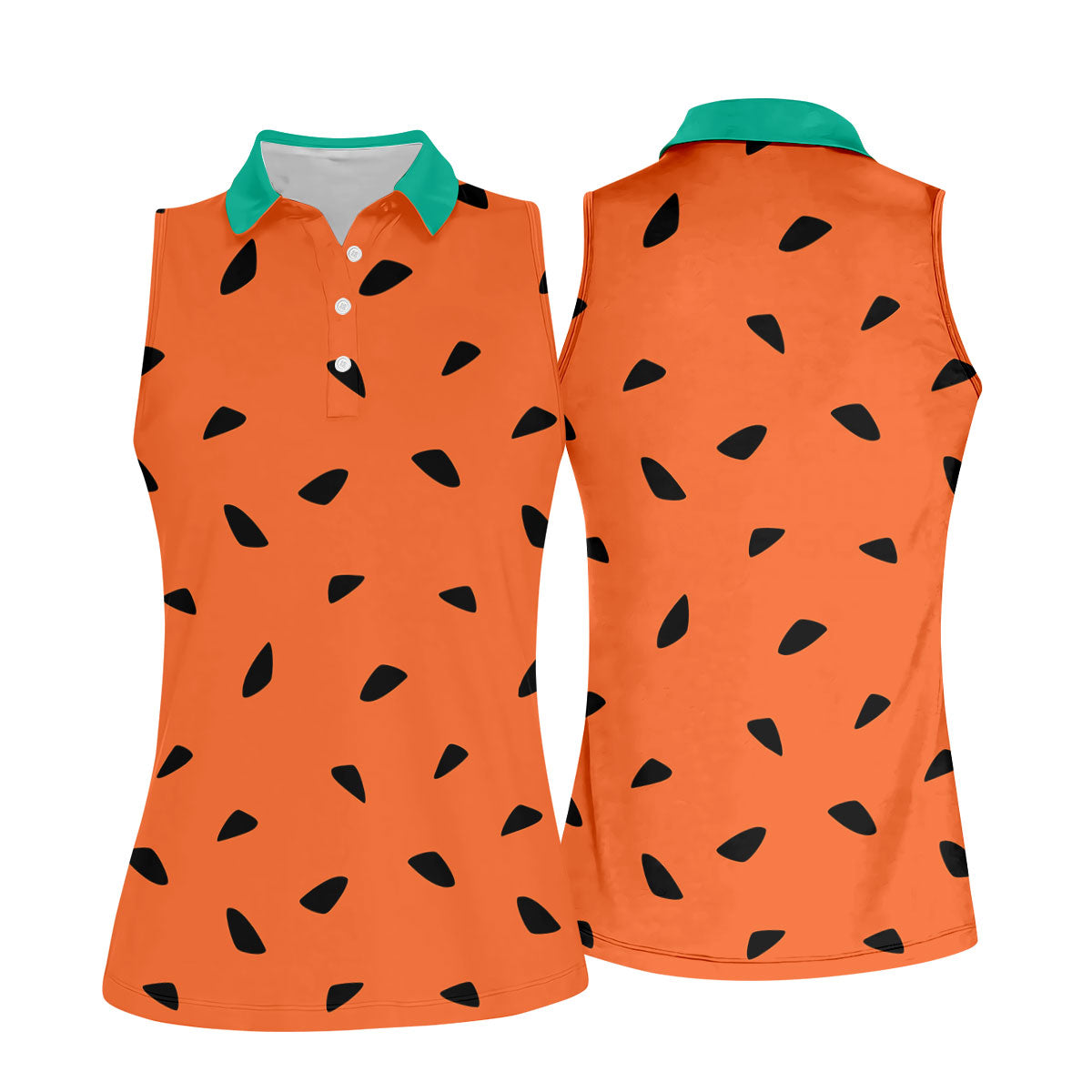 Watermelon Slice Golf Top, Orange Summer Design, Golf Shirts For Women