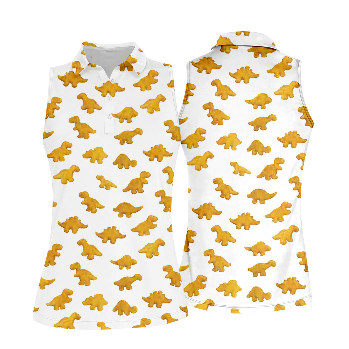 Cute Dinosaur Cookie Pattern Women's Golf Tops, Ladies Golf Shirts, Printed Golf Shirt