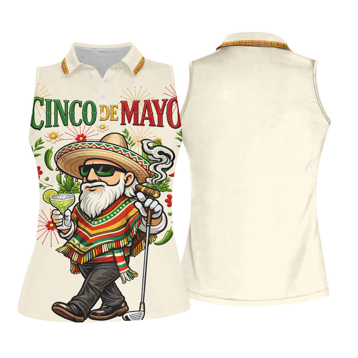 Margarita Man Cinco De Mayo Celebration Beige Golf Shirt, Fiesta Theme Golf Shirt For Women