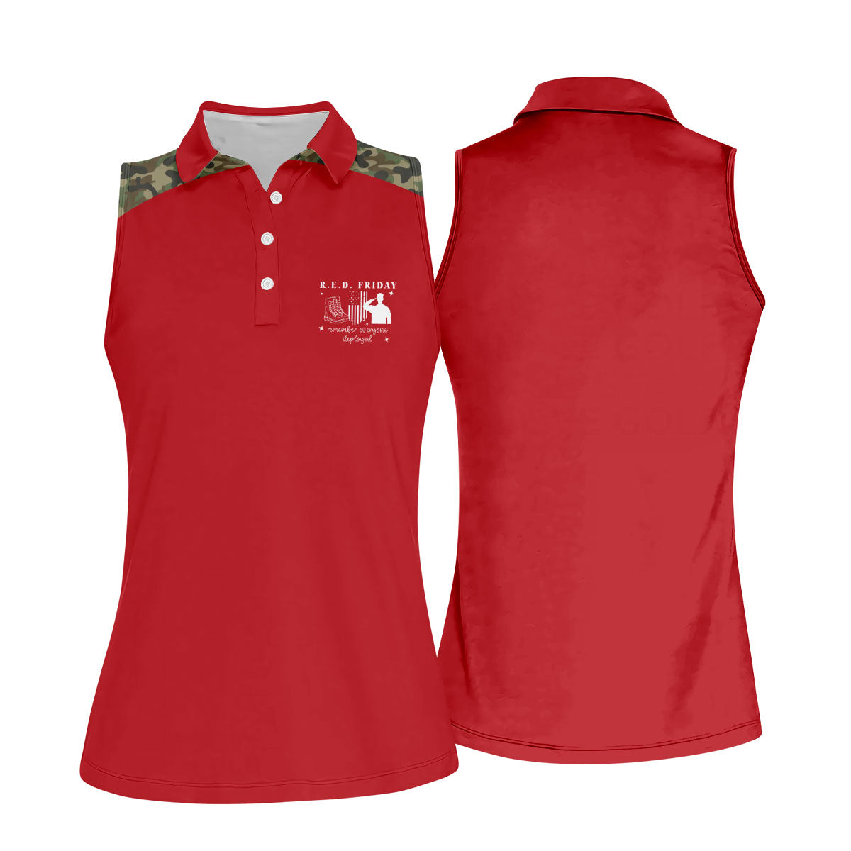 RED Friday Camo Red Patriotic 4th Of July Golf Shirt, 250th Anniversary Golf Shirt For Women
