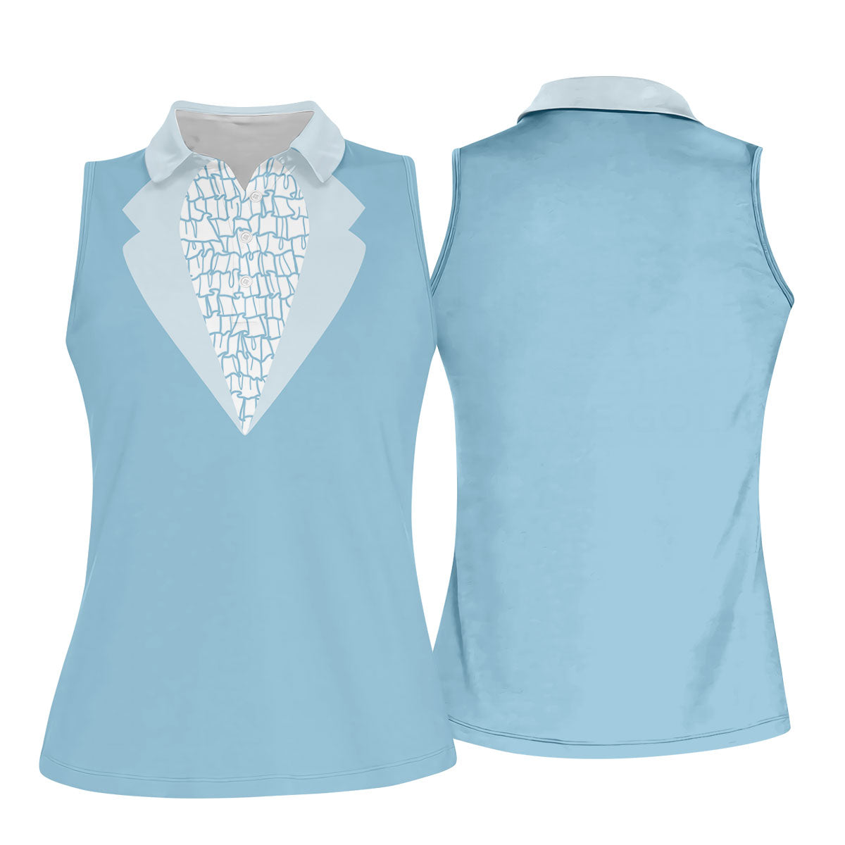 Light Blue Tuxedo Fun Women's Golf Shirts, Retro Golf Shirt, Ladies Golf Tops