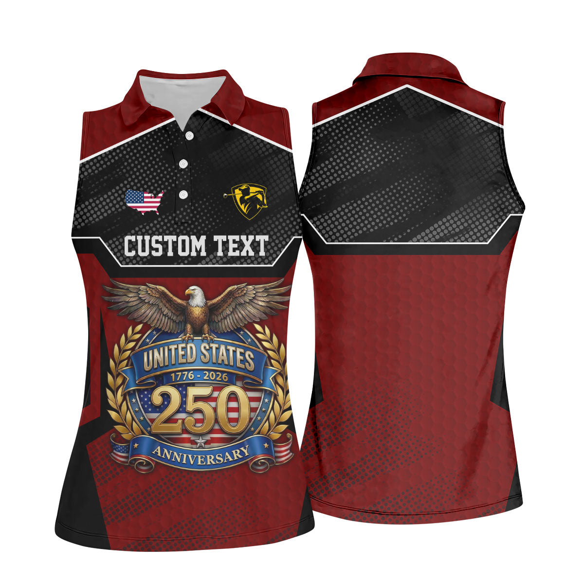 US 250 Anniversary Patriotic 4th Of July Red Golf Shirt, Ladies Golf Shirts, Golf Shirt For Women