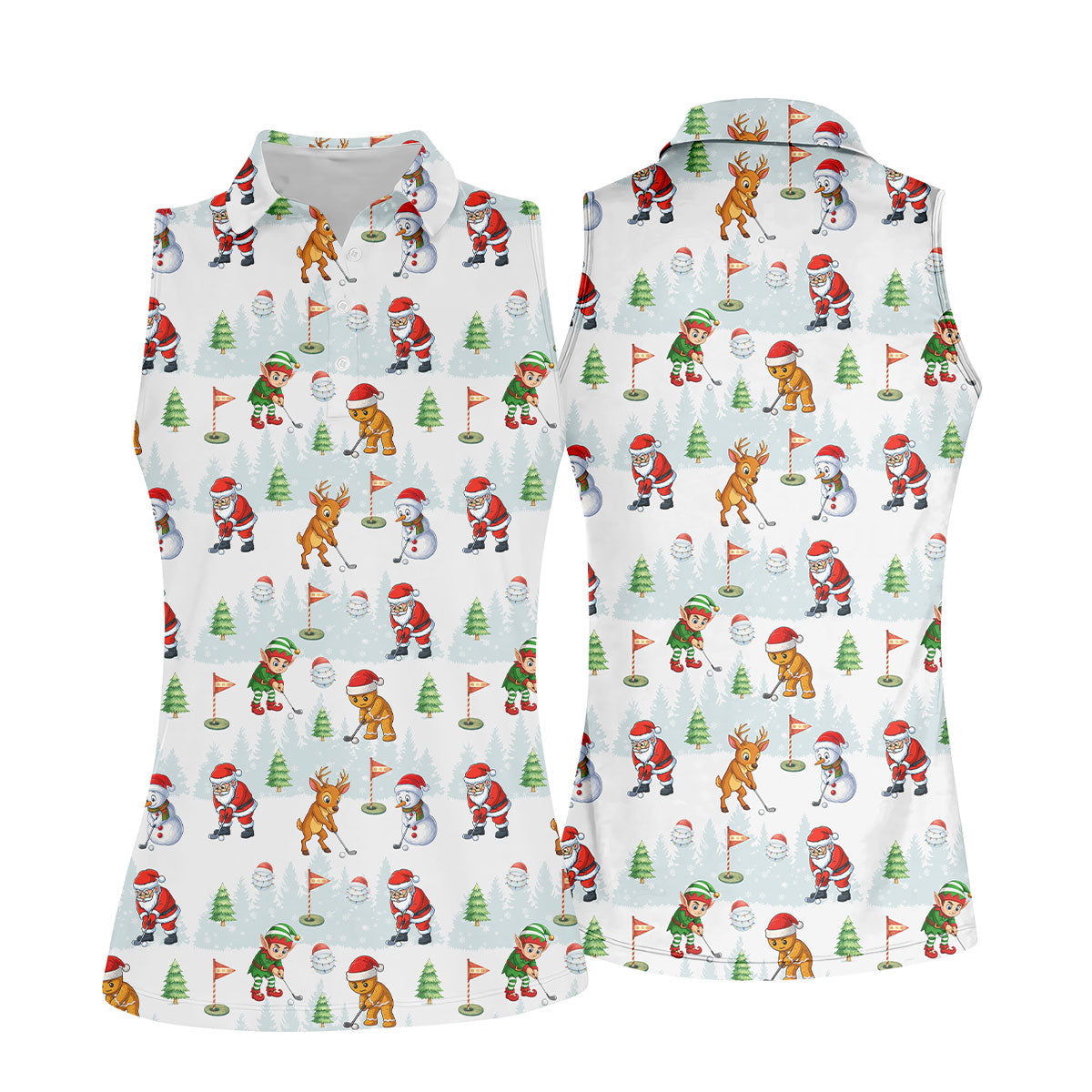 Classic Christmas Characters Fun Women's Golf Shirts, Cute Golf Outfit, Ladies Golf Tops, Christmas Golf Shirt