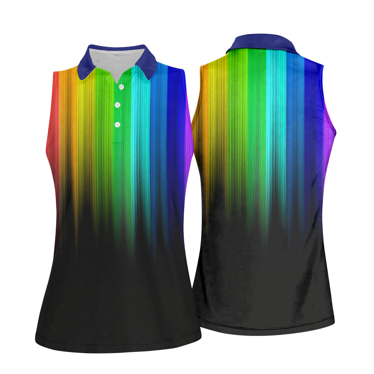 Rainbow Gradient LGBT Support Ladies Golf Tops, Gay Pride Month Celebrate Golf Shirt For Women