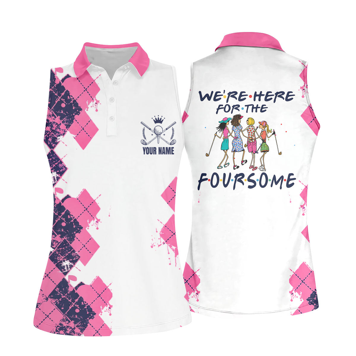 Personalized Pink Paint Splash Golf Shirt, Women's Golf Tops, Golf Shirts For Women