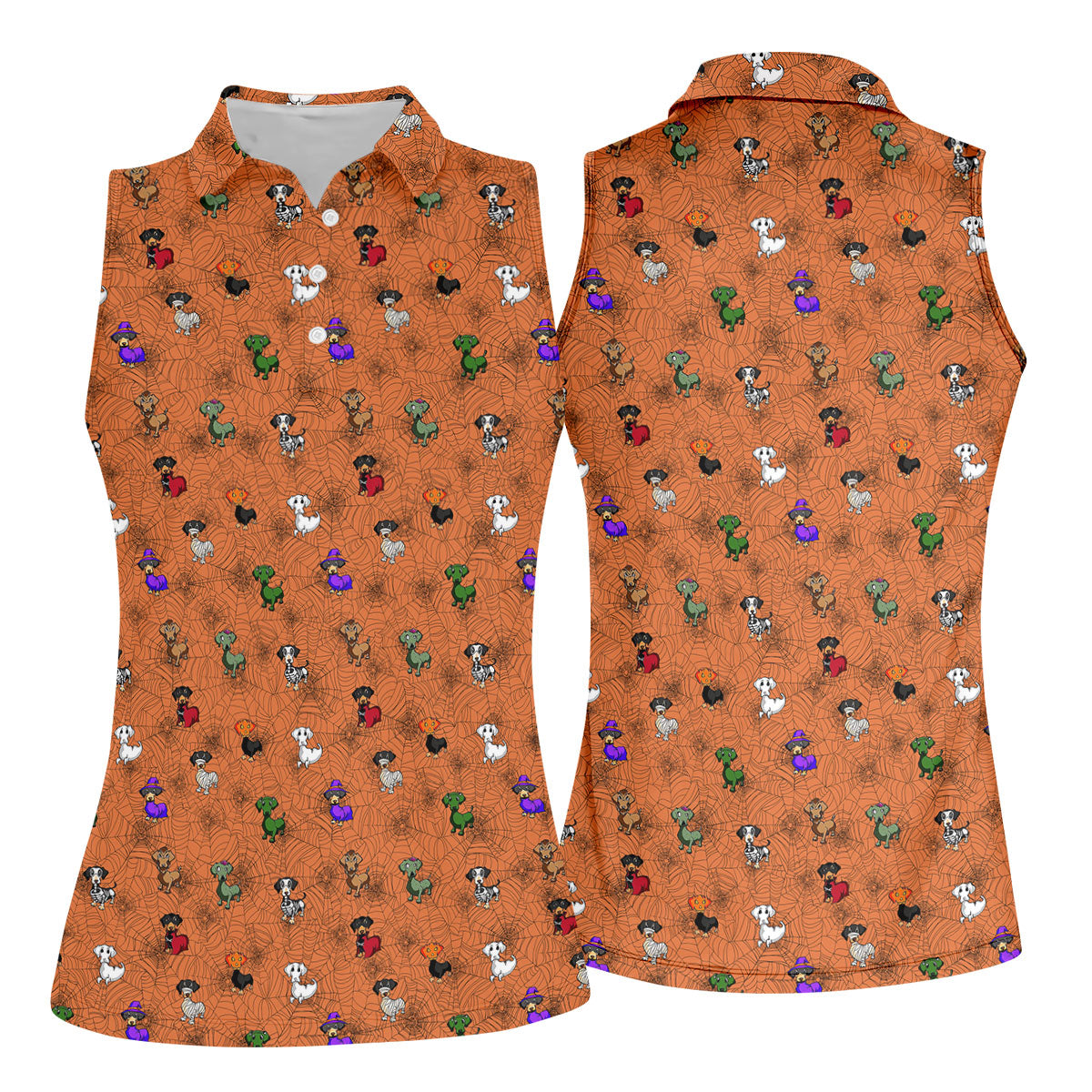 Costume Dogs Spider Web Halloween Golf Polo Shirt, Dog Lover Shirt, Golf Shirts For Women