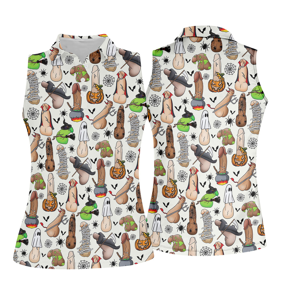 Funny Adult Halloween Pattern Golf Polo Shirt, Ladies Golf Tops, Golf Shirts For Women