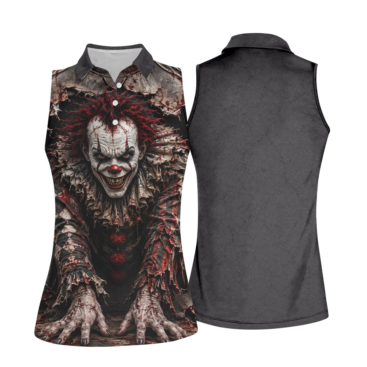 Torn Wall Horror Character Halloween Golf Shirt, Ladies Golf Tops, Women's Golf Polo