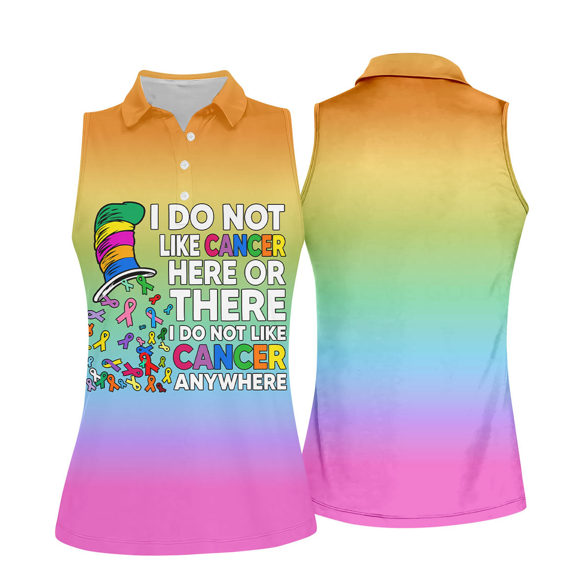 Do Not Like Cancer Anywhere Breast Cancer Polo Shirt, Ladies Golf Top, Women’s Golf Polo