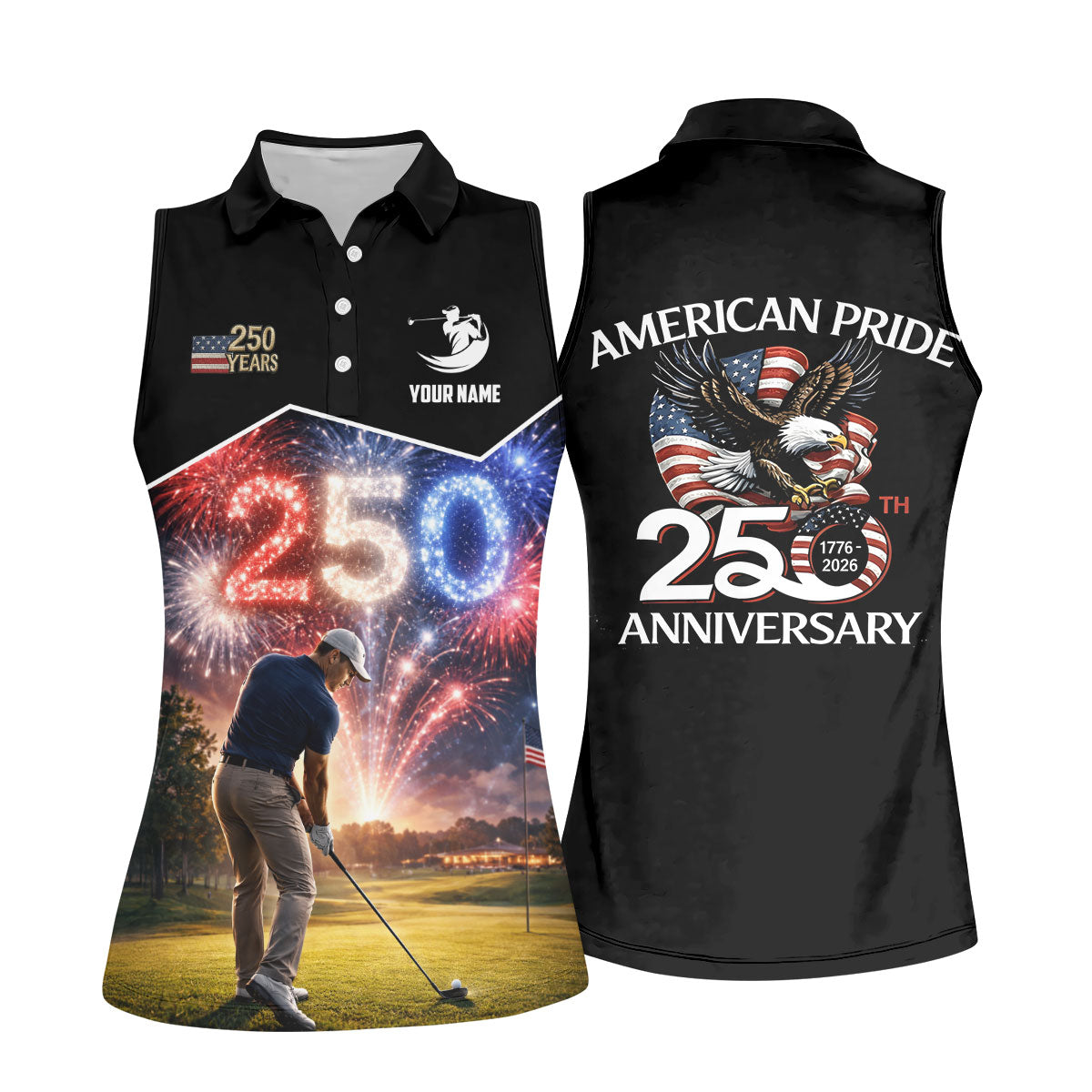 Custom America 250 Fireworks Golfer Polo Shirt, Women's Golf Polo, Golf Tops For Women