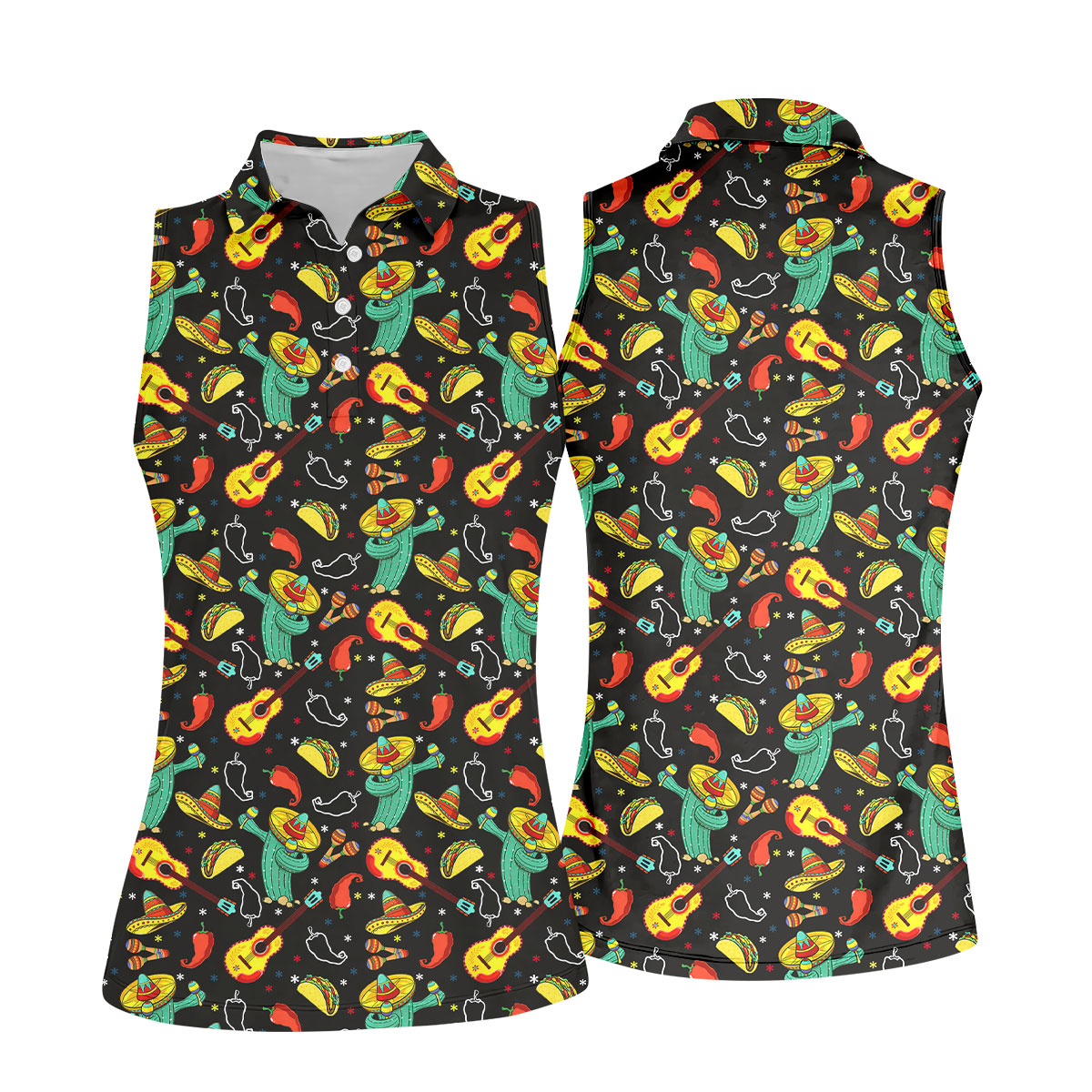 Funny Cactus Mexican Culture Traditions Ladies Golf Tops, Cinco De Mayo Celebration Golf Shirt For Women