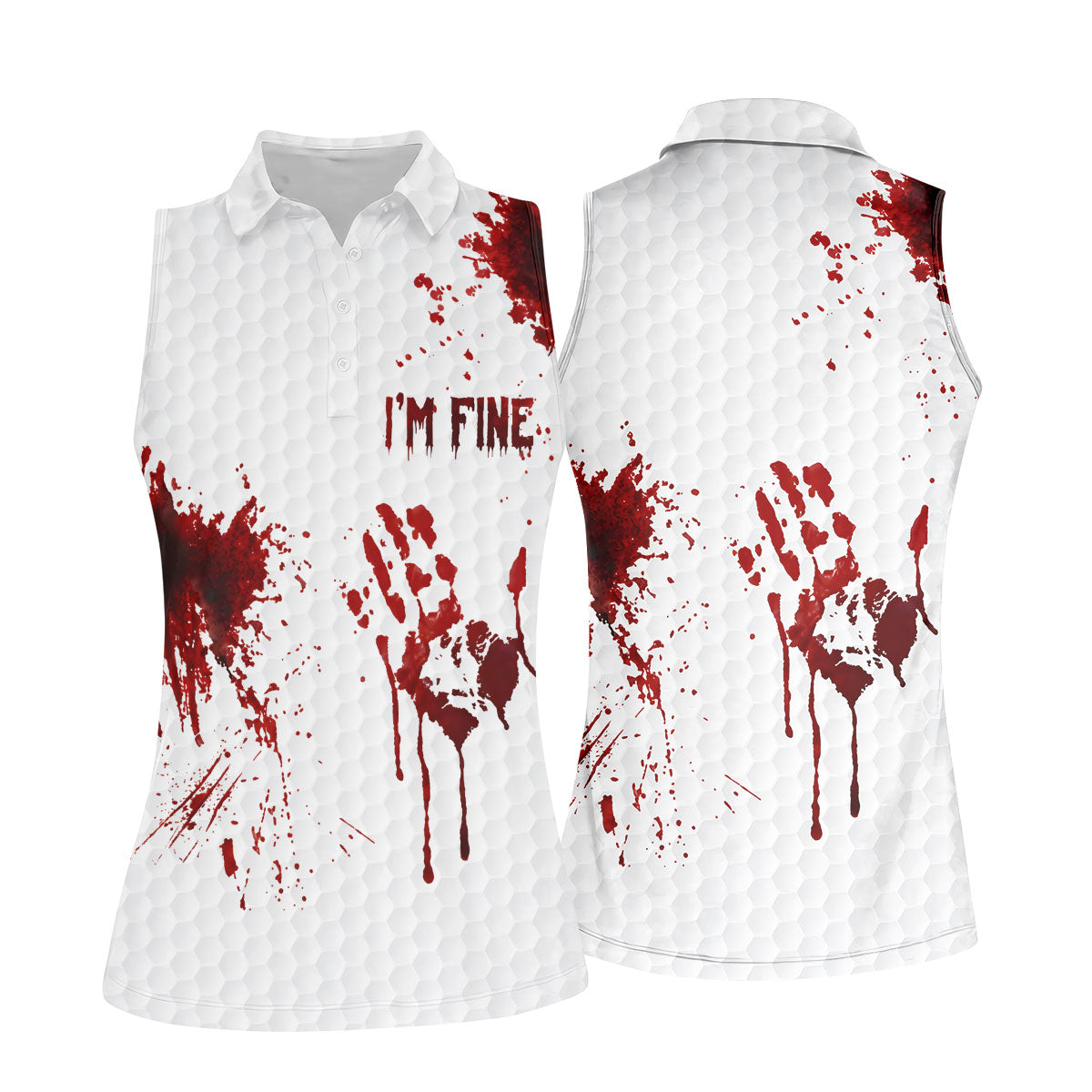 I'm Fine Bloody Halloween Golf Polo Shirt, Golf Shirts For Women, Ladies Golf Tops