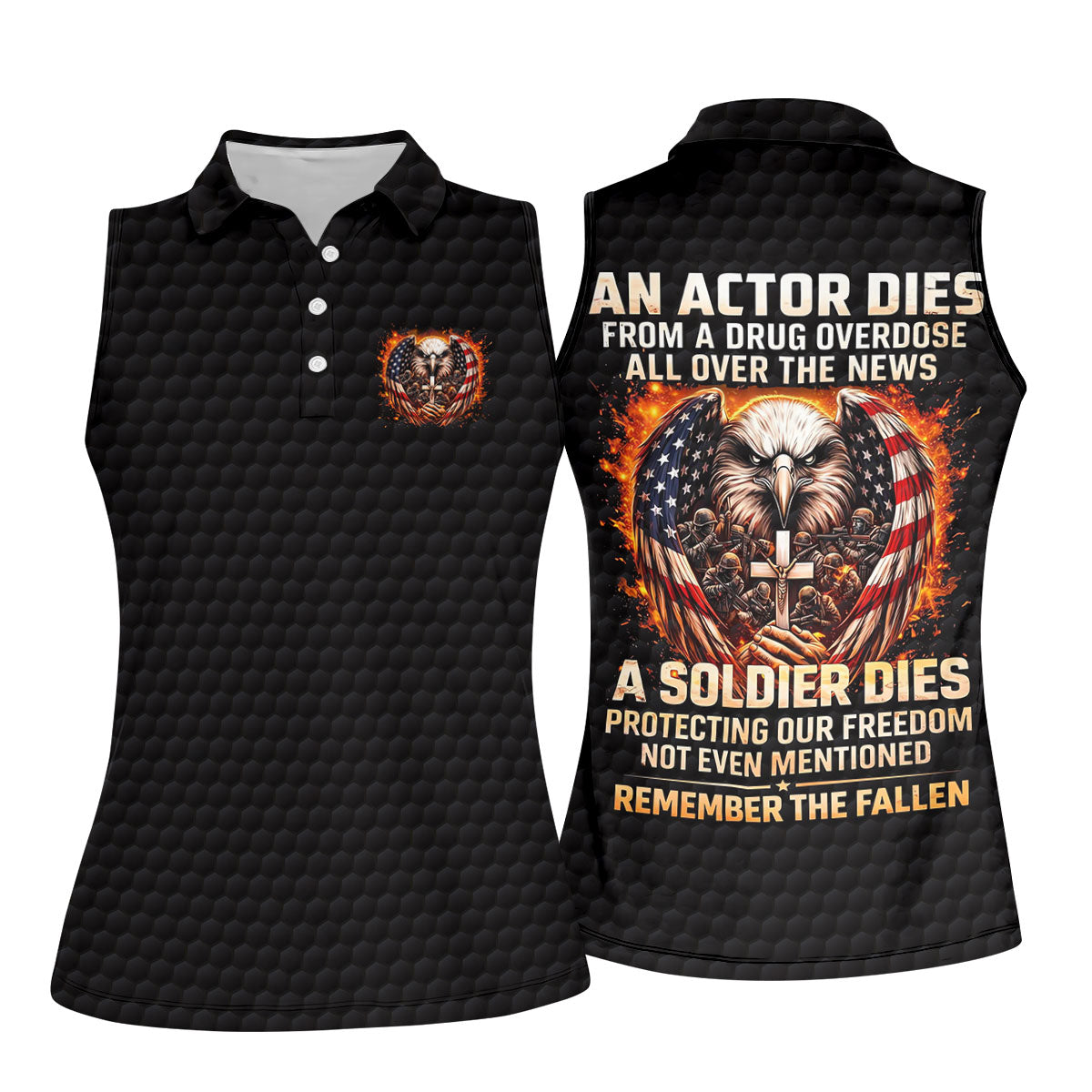 Remember The Fallen Faith Cross Patriotic Golf Shirt, 250 Years Veterans Day Memorial Golf Shirt For Women