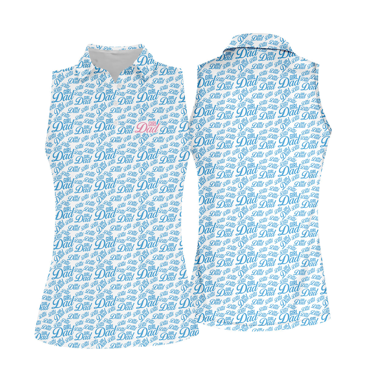 Blue Girl Dad All Over Print Golf Polo Shirt, Golf Polo For Women, Ladies Golf Shirt