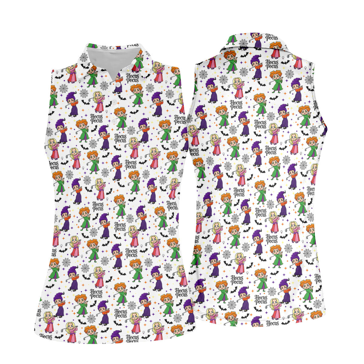 Hocus Pocus Horror Character Polo Shirt, Halloween Tops For Women, Women's Golf Polo