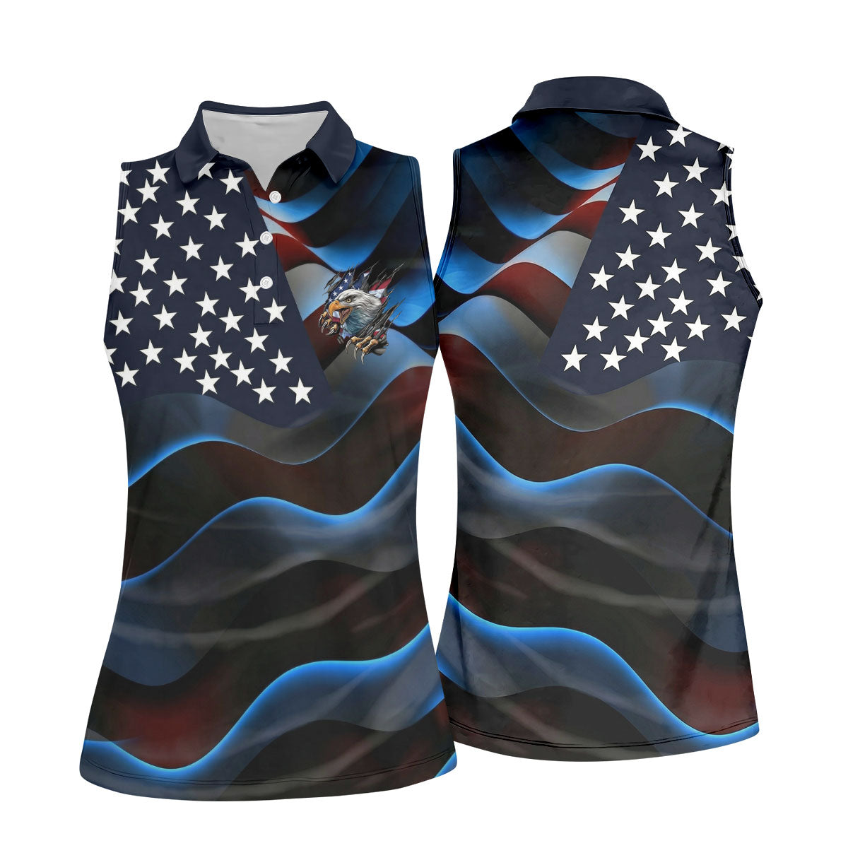Gradient Stripes And Stars Patriotic 4th Of July Golf Shirt, 250 Years Golf Shirt For Women
