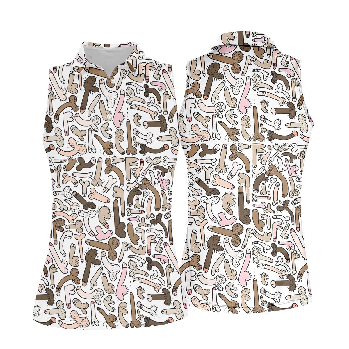 Funny Adult Doodle Novelty Pattern Polo Shirt, Womens Golf Polo, Golf Shirts For Women