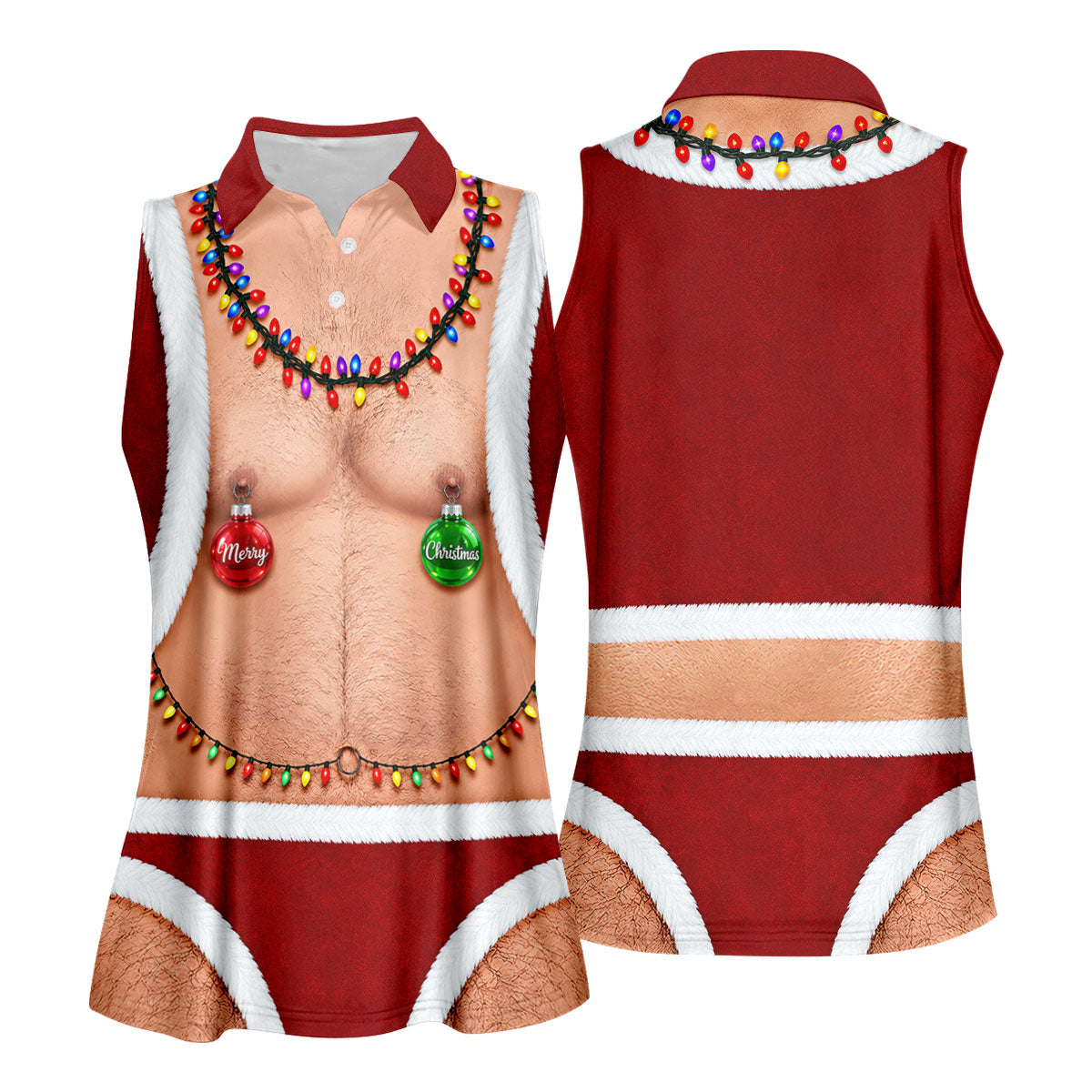Funny Santa Ornament Lights Christmas Golf Shirt, Women’s Golf Polo, Golf Tops For Women