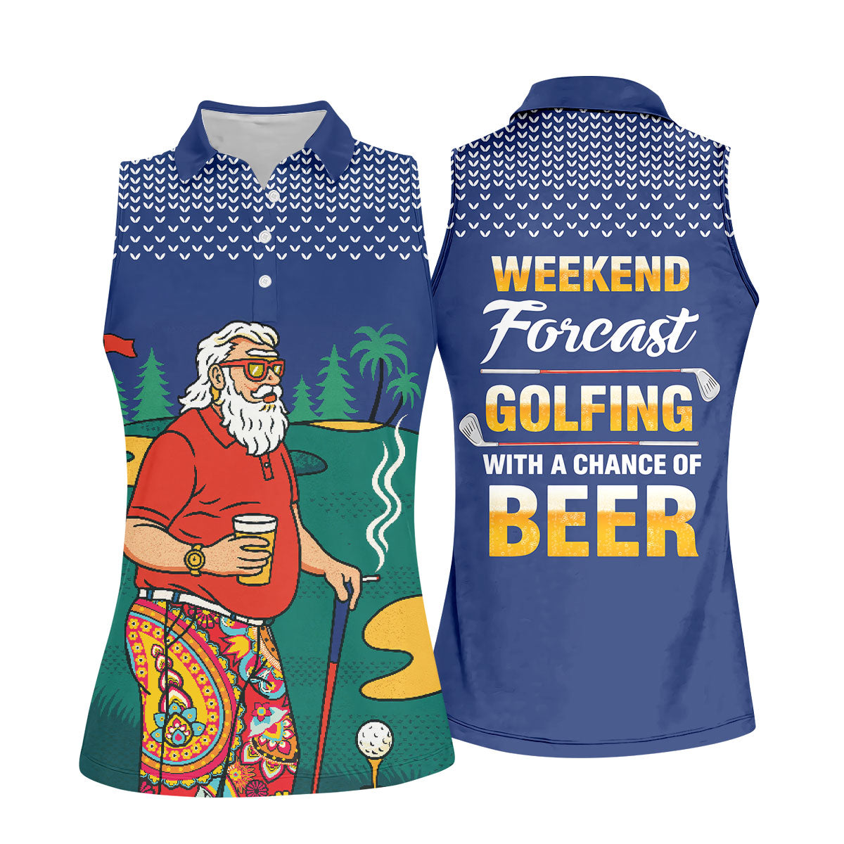 Funny Bearded Golfer Beer Lover Hawaiian Golf Shirt, Hawaiian Golf Shirt, Performance Golf Shirt