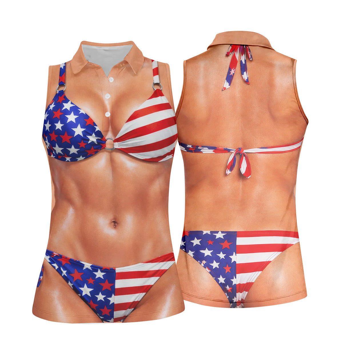 Naughty Fun USA Patriotic 4th Of July Ladies Golf Shirts, 250th Anniversary Golf Shirt For Women