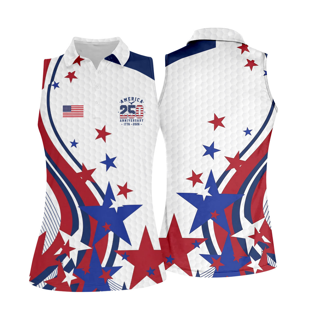 Red White Blue Stars And Stripes Patriotic 4th Of July Golf Shirt, 250 Years Golf Shirt For Women