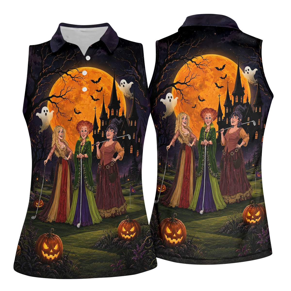 Three Witches Horror Character Golf Polo Shirt, Halloween Costume, Golf Shirts For Women