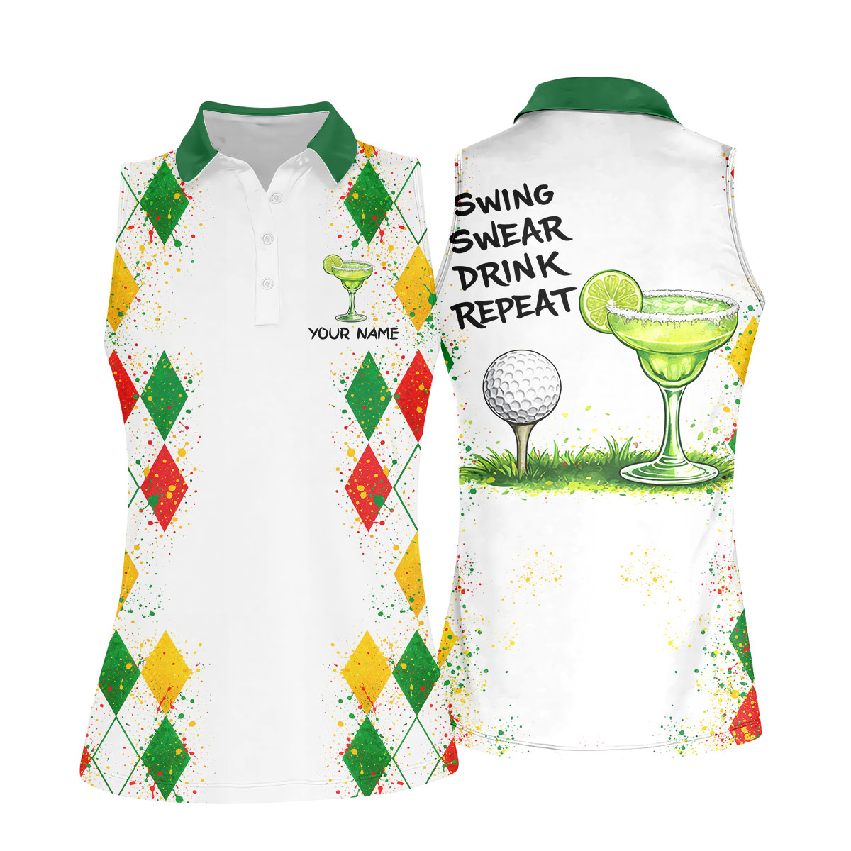 Swing Swear Drink Repeat Margarita Cocktail Cinco De Mayo Celebration Fiesta Themed Golf Shirt For Women