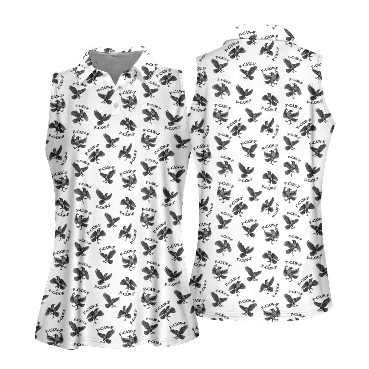 F-Caw-F Raven Halloween Golf Polo Shirt, Women's Halloween Shirt, Golf Apparel For Women