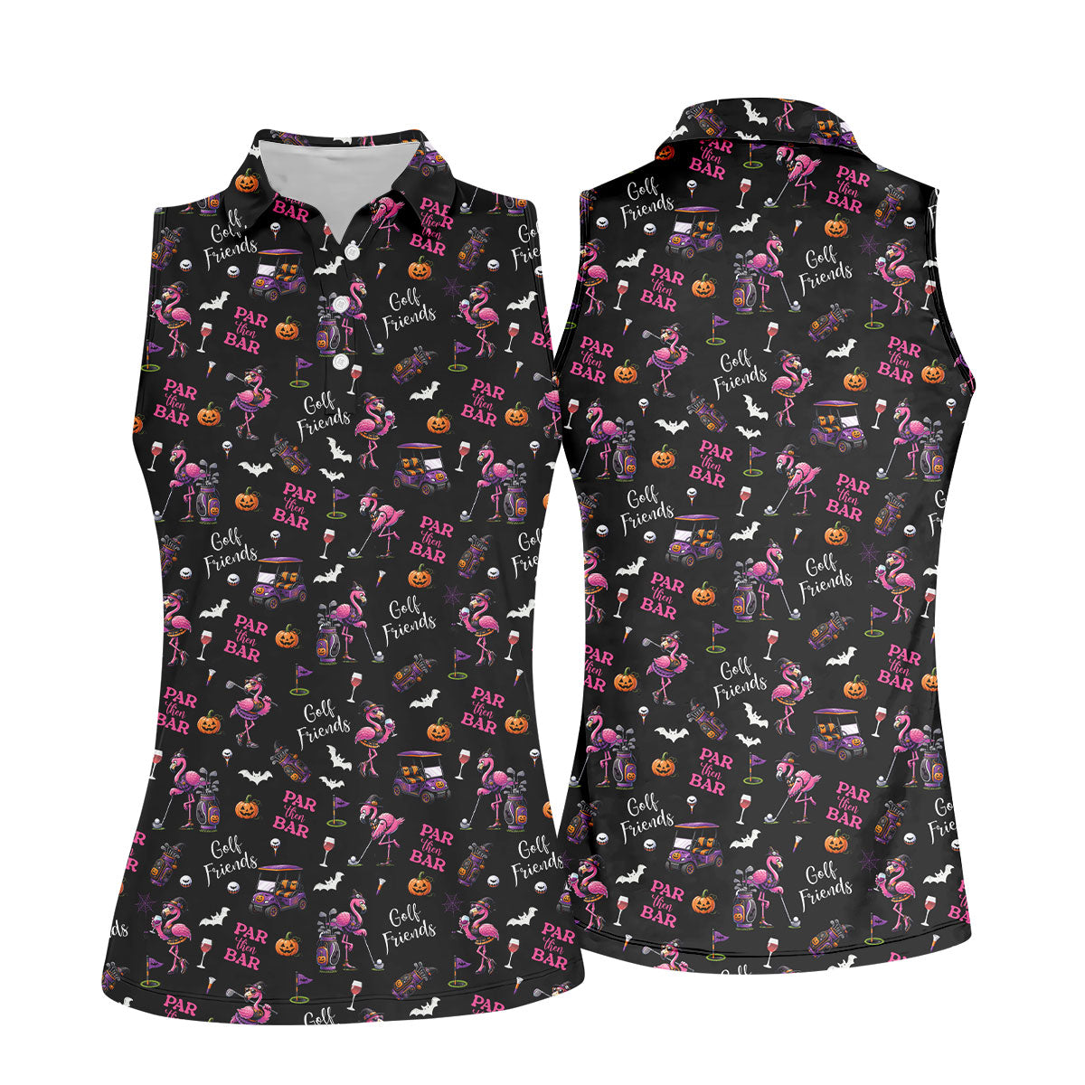 Black Par Then Bar Flamingo Halloween Shirt, Ladies Golf Shirt, Golf Polo For Women