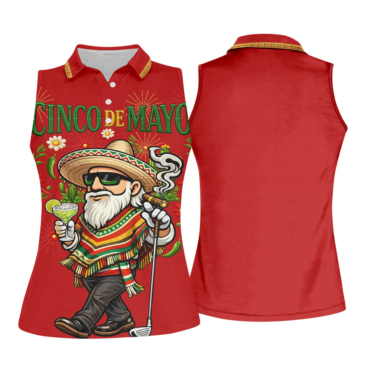 Margarita Man Cinco De Mayo Celebration Red Golf Shirt, Fiesta Theme Golf Shirt For Women