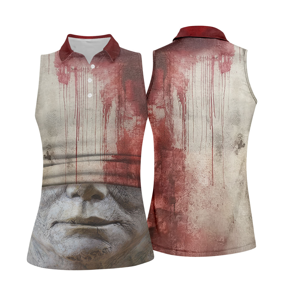 Blood Pale Mask Horror Character Halloween Polo Shirt, Women's Golf Tops, Ladies Golf Top
