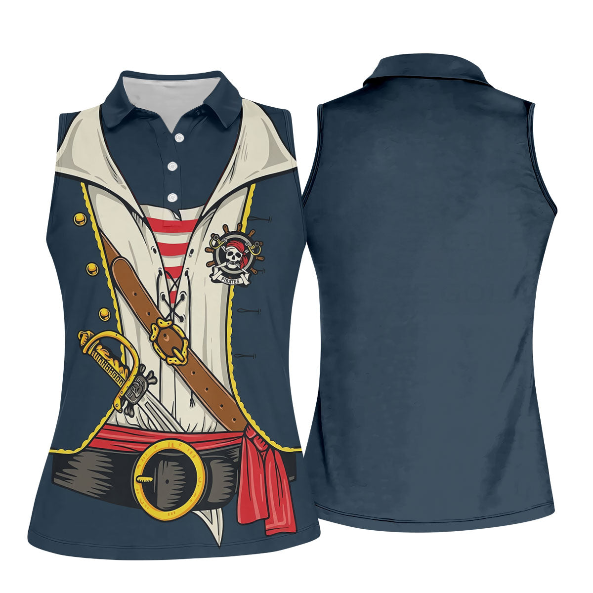 Funny Pirate Costume Hawaiian Golf Shirt, Women's Golf Tops, Ladies Golf Shirts