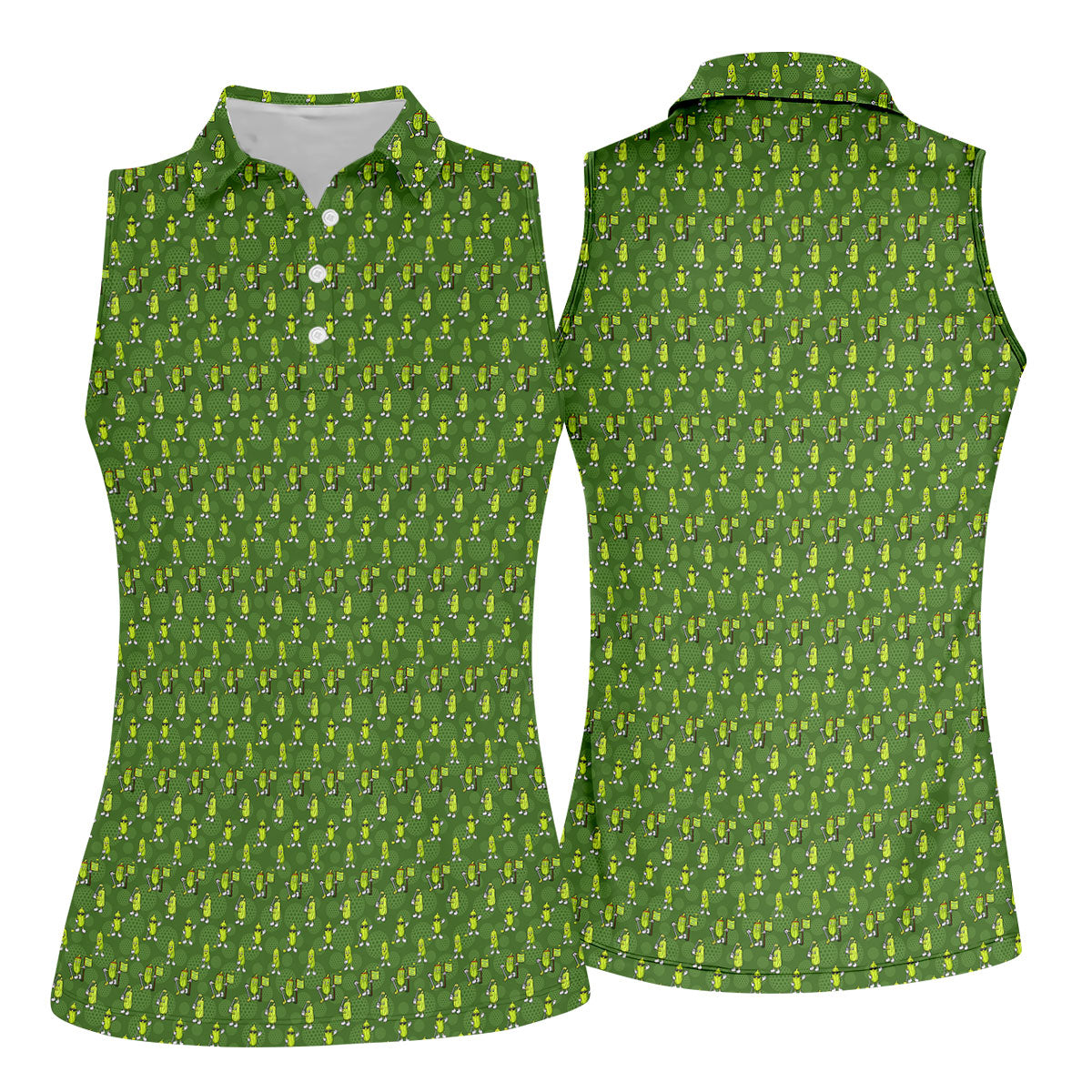 Funny Hole In One Pickle Golf Pattern Polo Shirt, Women’s Golf Polo, Golf Shirts For Women
