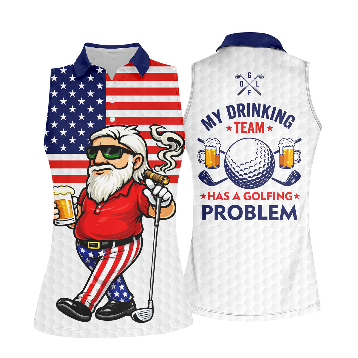 My Drinking Team Has A Golfing Problem Patriotic Man Golf And Beer 250 Years 4th Of July Golf Shirt For Women