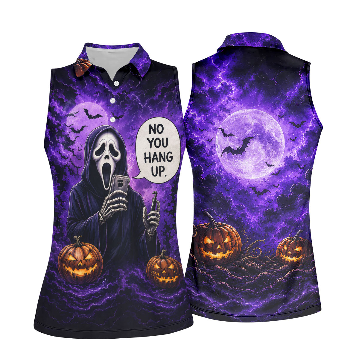 No You Hang Up Halloween Horror Character Shirt, Golf Shirts For Women, Printed Golf Shirt