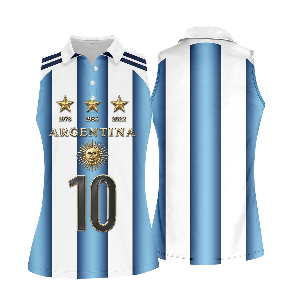 Argentina World Cup Sun Of May Ladies Golf Tops, Football Theme Golf Shirt For Women