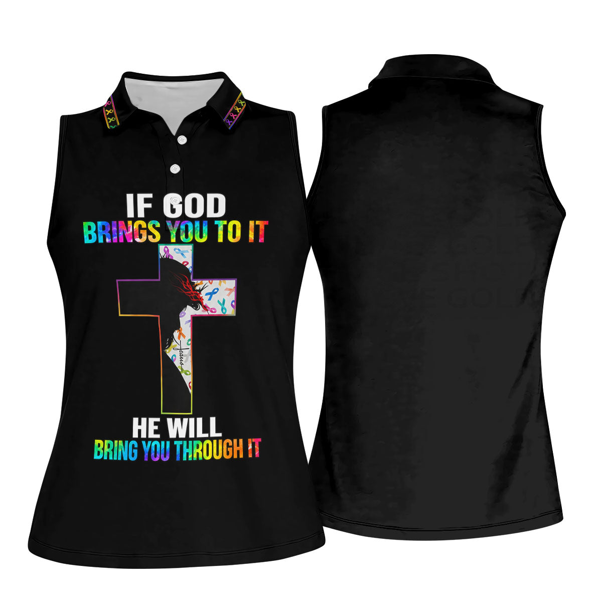 If God Brings You To It Cross Cancer Polo Shirt, Women's Golf Polo, Ladies Golf Shirts