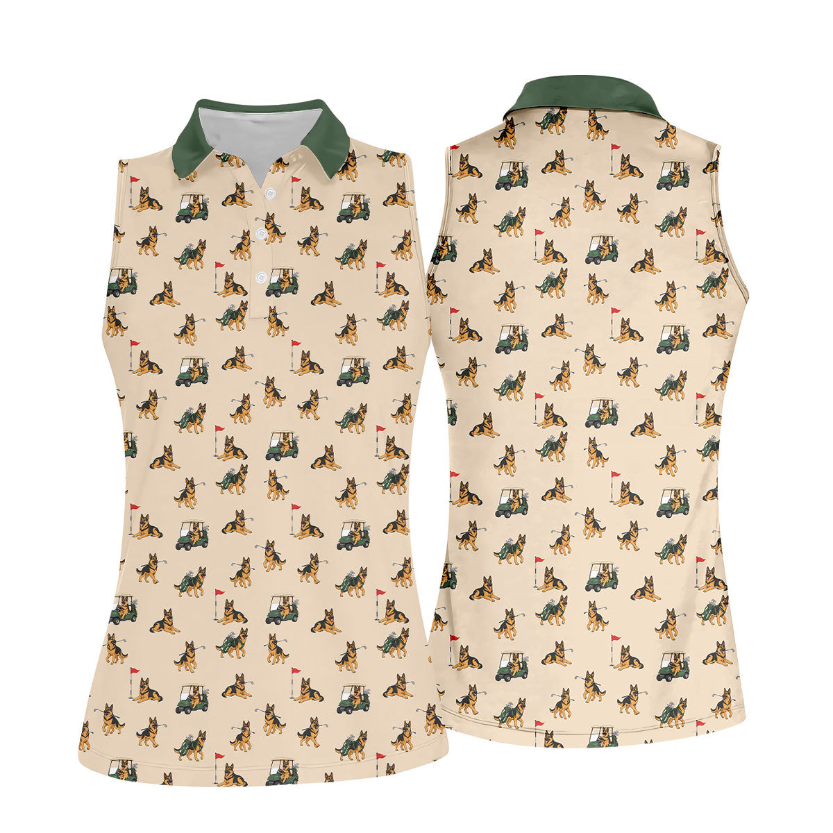 German Shepherd Golf Pattern Polo Shirt, Golf Shirts For Women, Women's Golf Apparel