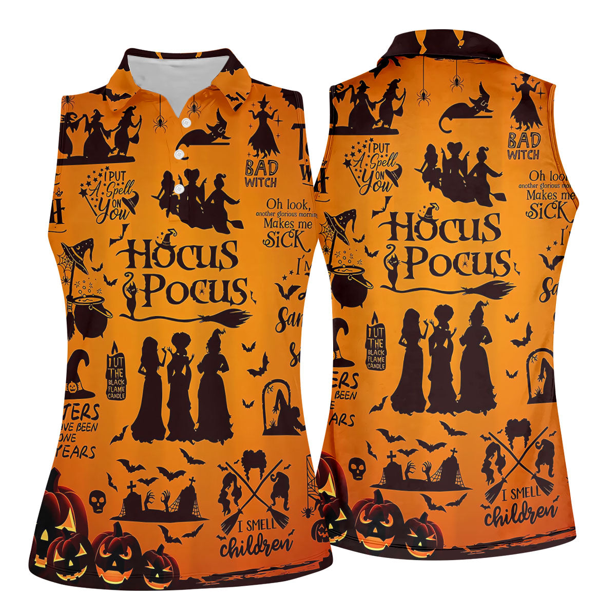 Hocus Pocus Horror Character Halloween Golf Polo Shirt, Witch Shirt, Women's Golf Polo