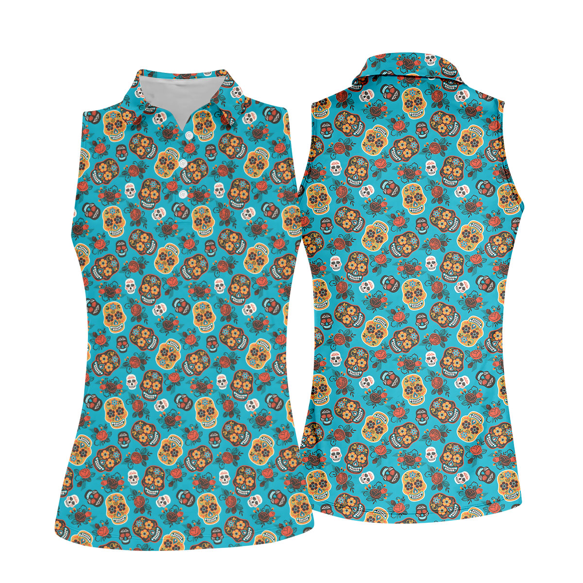 Sugar Skulls And Roses Cinco De Mayo Celebration Fiesta Themed Golf Shirt For Women