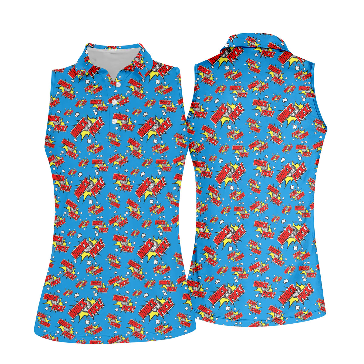 Funny Whack Fuck Comic Golf Ball Blue Polo Shirt, Hawaiian Golf Shirts, Golf Polo For Women