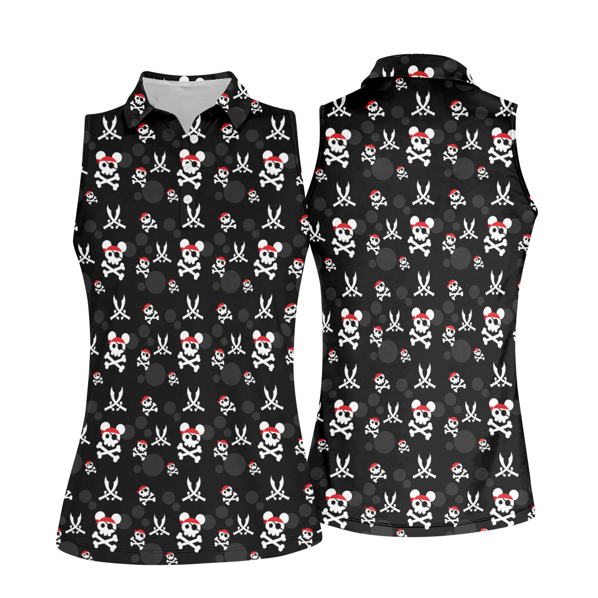 Pirate Skull Mouse Halloween Golf Polo Shirt, Halloween Horror Character, Women's Golf Polo