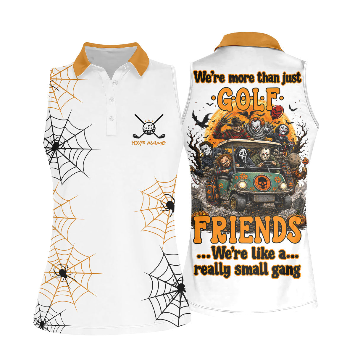 Custom Halloween Golf Friends Hawaiian Golf Shirt, Women’s Golf Polo, Golf Shirts For Women
