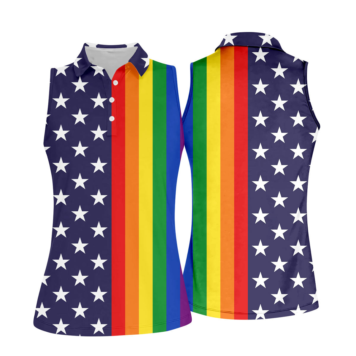 American Pride LGBT Support Ladies Golf Tops, Pride Month Golf Shirt For Women