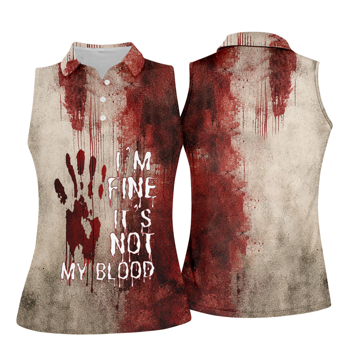 I'm Fine It's Not My Blood Halloween Golf Polo Shirt, Women's Golf Polo, Ladies Golf Shirts
