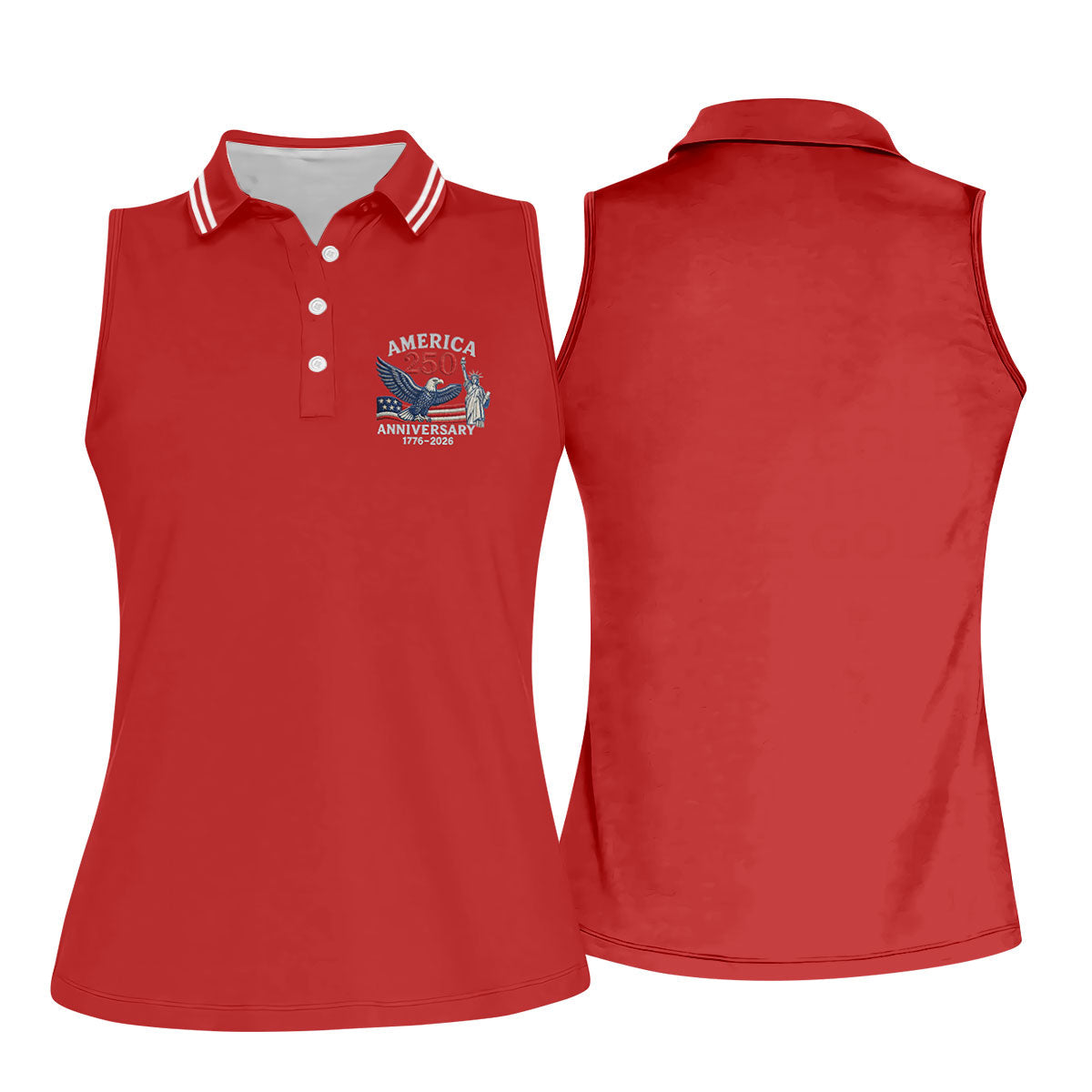 Faith Cross Bald Eagle America 250 Anniversary Red Patriotic Golf Shirt, Golf Shirt For Women